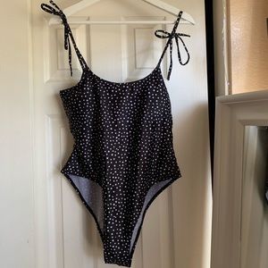 NEVER WORN—One Piece High Cut Polka Dot Swim Suit